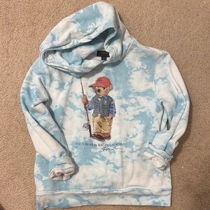 Ralph Lauren Kids Cloudy Blue Hoodie with Bear Design